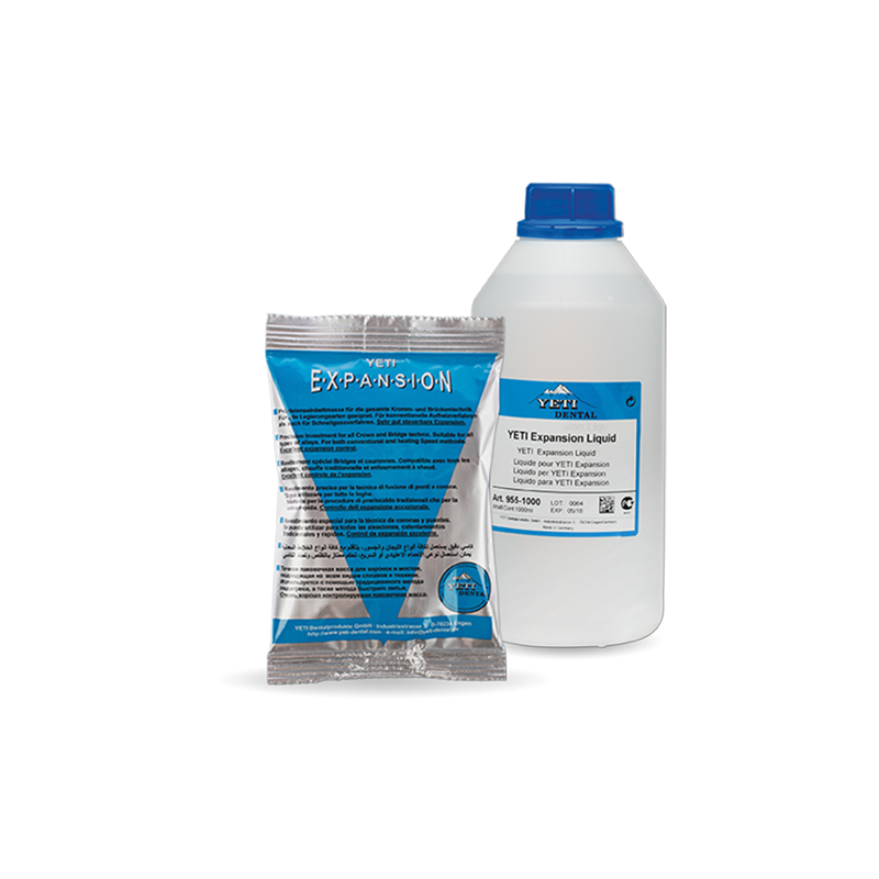 Revêtement YETI expansion 4,5 kg (50 x 90 g ) + Liquide 1000 ml Set - YETI DENTAL