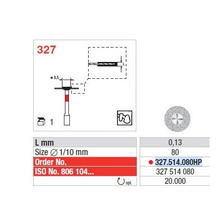 Disque diamanté petite taille 327 pour bridges couronnes - EDENTA
