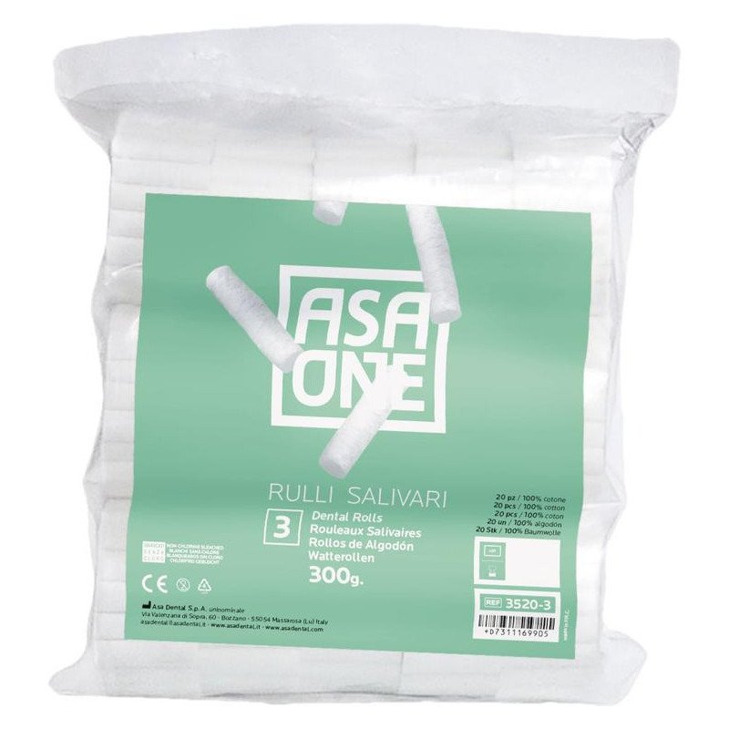 Rouleaux salivaires pack 300g taille 1/2/3 - ASA DENTAL Rouleaux salivaires pack 300g taille 1/2/3 - ASA DENTAL