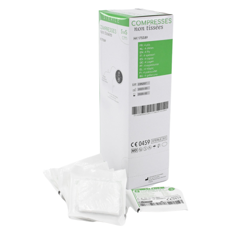 Compresses stériles non tissées 5 x 5 cm 30g/m² - EUROMEDIS