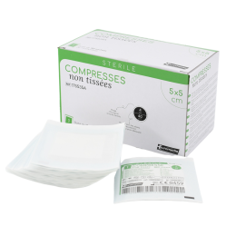 Compresses stériles non tissées 5 x 5 cm 40g/m²  100 pcs - EUROMEDIS