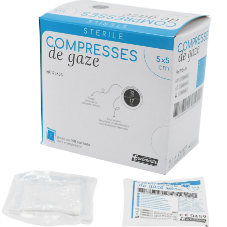Compresses stériles de gaze 12 plis /17 fils - EUROMEDIS