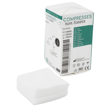 Compresses non tissées 5 x 5 cm 30g/m² - EUROMEDIS