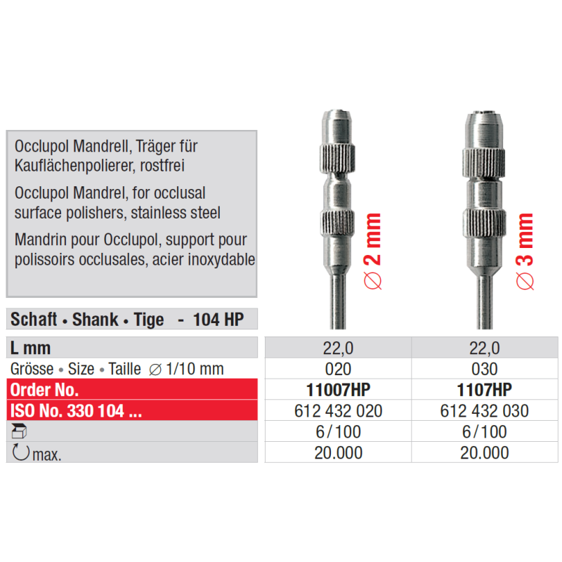 Mandrin pour Occlupol 6 pcs - EDENTA