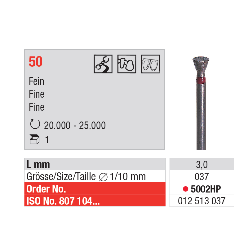 Fraise diamantée dans la masse 50 - EDENTA