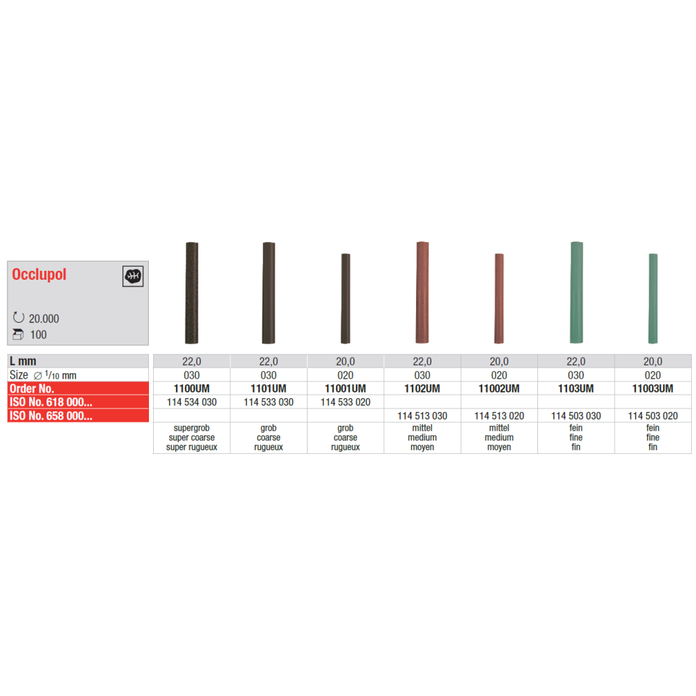 Polissage Occlupol alliages chrome-cobalt et métaux précieux 100 pcs - EDENTA