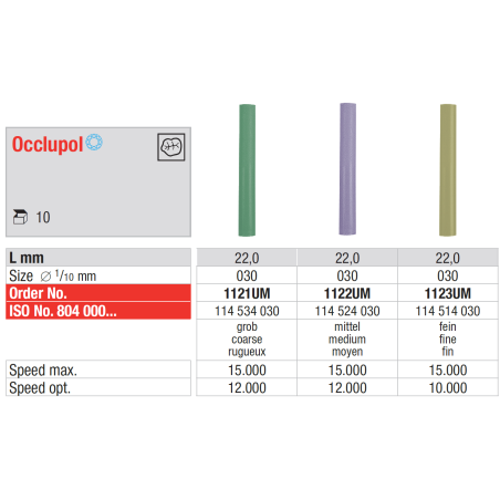 Polissoirs diamantés pour la céramique Occlupol 10 pcs - EDENTA