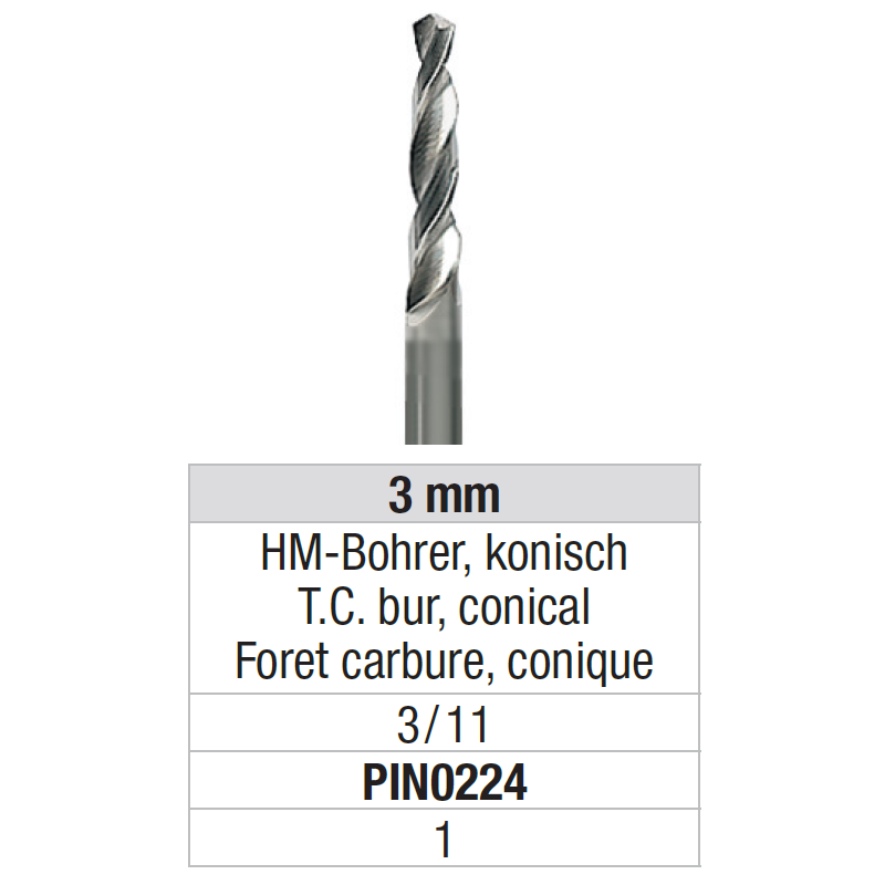 Foret carbure pin conique ( pindex ) pour renfert - EDENTA