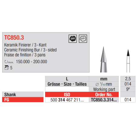 Fraise de finition en tungstène TC850.3. - EDENTA
