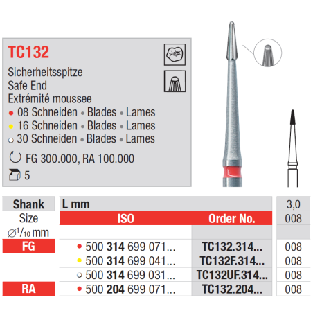 Fraise de finition securisée TC132 / 5 pcs - EDENTA