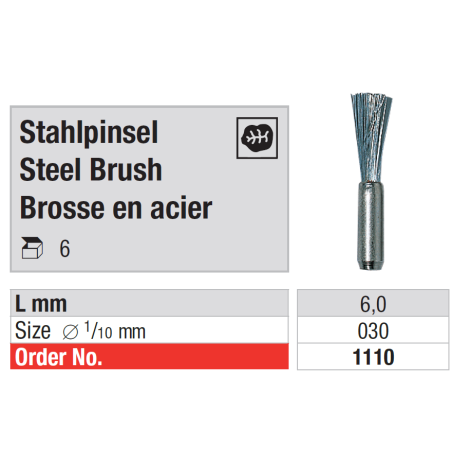 Brosses en acier pour nettoyage couronnes 6 pcs - EDENTA