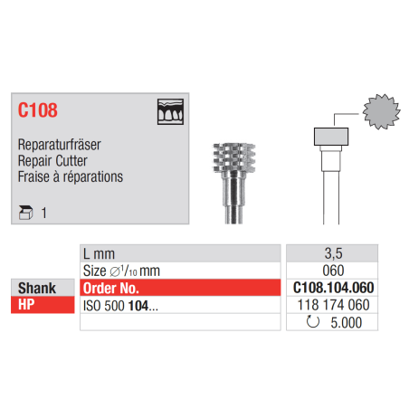 Fraise à réparations C108 - EDENTA