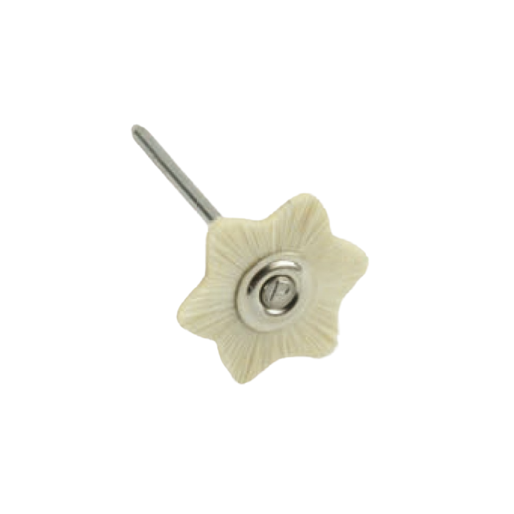 Brosses miniatures "étoile" montés, poil de chèvre blanc 12 pcs - POLIRAPID