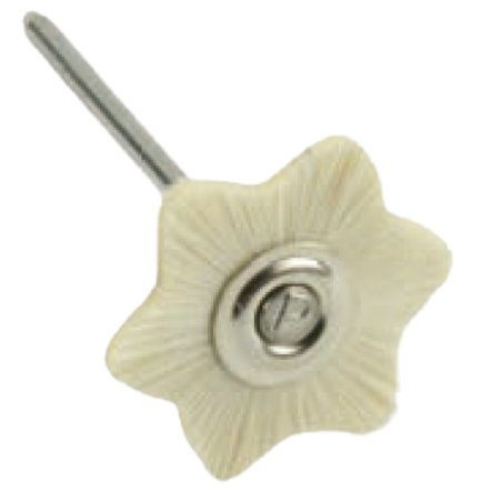 Brosses miniatures "étoile" montés, poil de chèvre blanc 12 pcs - POLIRAPID