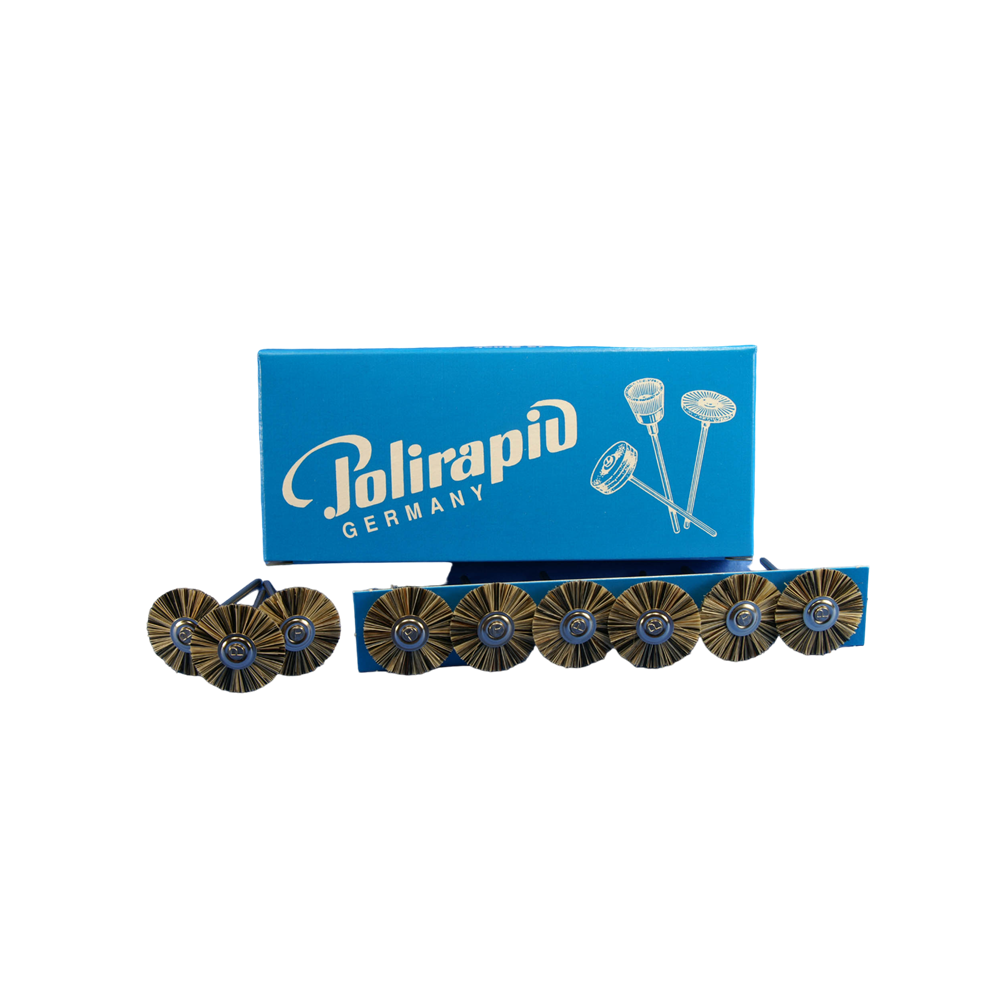 Brosses miniatures avec pièce à main MBH14 , poils extra durs 12 pcs - POLIRAPID