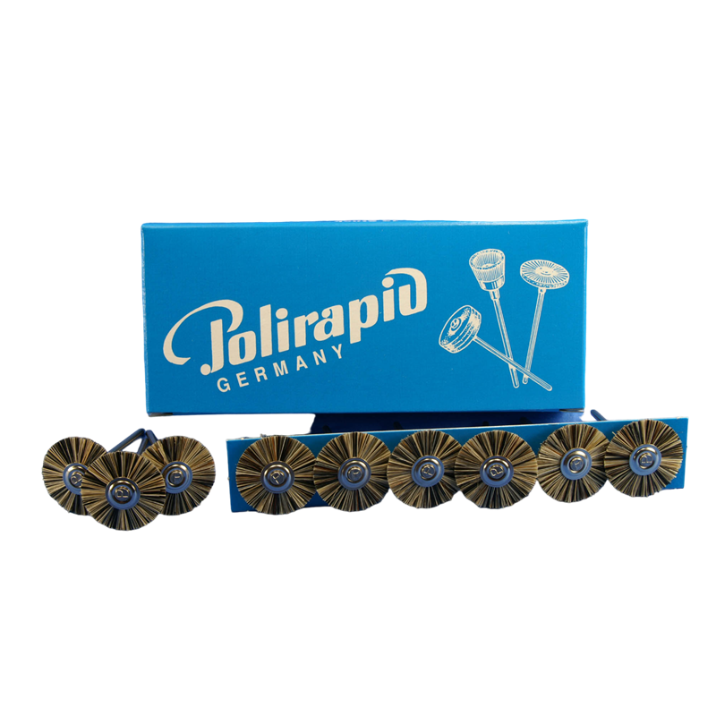 Brosses miniatures avec pièce à main MBH14 , poils extra durs 12 pcs - POLIRAPID