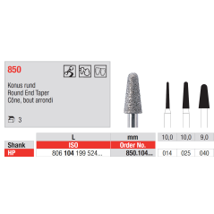 Fraise diamantée dans la masse 850 Pack de 3 - EDENTA