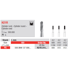 Fraise en carbure de tungstène FG 5 pièces H21R - EDENTA