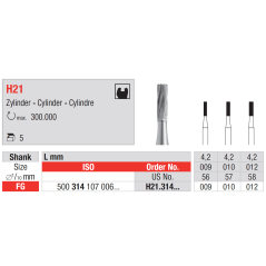 Fraise en carbure de tungstène FG 5 pièces H21 - EDENTA