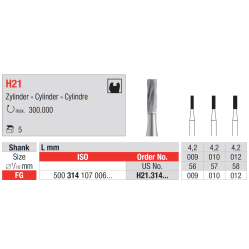 Fraise en carbure de tungstène FG 5 pièces H21 - EDENTA