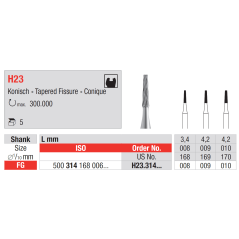 Fraise en carbure de tungstène FG 5 pièces H23 - EDENTA