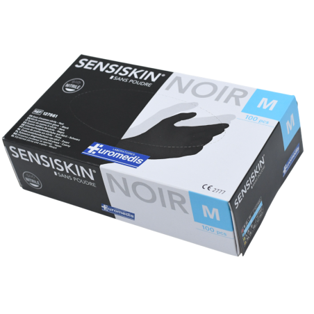 Gants noir pour cabinet dentaire en nitrile sans poudre 100 pcs - EUROMEDIS