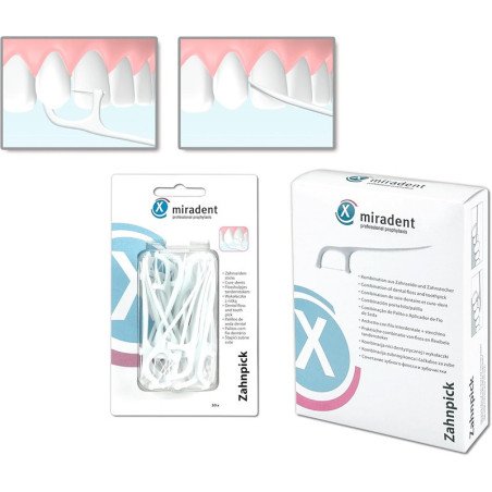 Cure-Dents Soie Dentaire Combiné Blanc Miradent 30 Pièces - HAGER & WERKEN