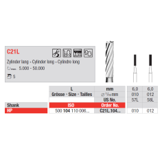 Fraise en carbure de tungstène C21L pour finition / fissures 5 pièces - EDENTA