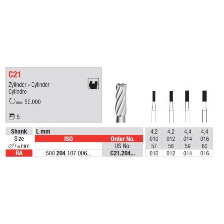 Fraise de retrait des résidus de colle C21 Type RA 5 pièces - EDENTA