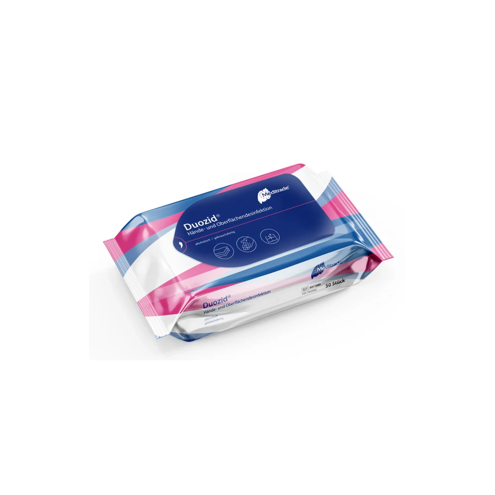 Lingettes désinfectantes prêtes à l'emploi Duozid 50pcs - MEDITRADE
