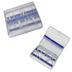 Plateau / cassette de stérilisation en treillis métallique, acier inoxydable et caoutchouc - LE MED
