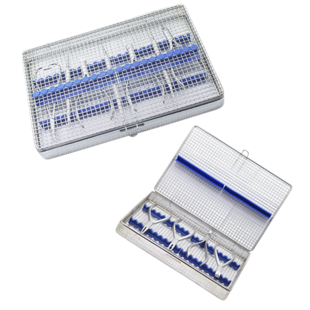 Cassette / plateau de stérilisation en treillis métallique, acier inoxydable et caoutchouc - LE MED