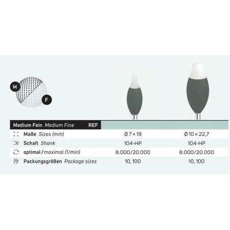 Polissoirs unique spécial pour polissage zircone avant sintérisation 10 pcs Medium - AREADENTAL
