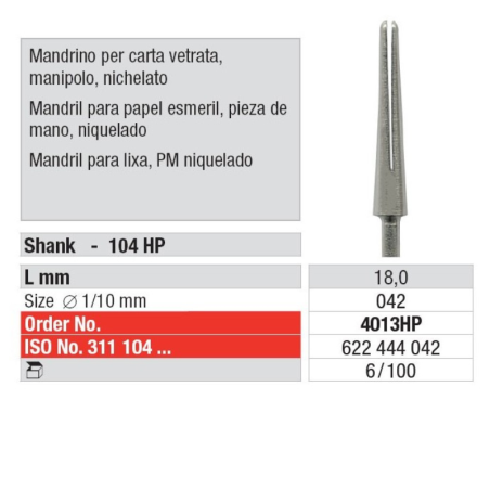 Mandrins pour papier verre boîte de 6 - EDENTA