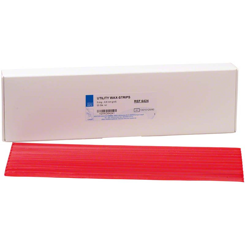 Bandes de cire utilitaires - 55 pièces - bâtonnets carrés 4,8 mm - rouge- KKD TOPDENT