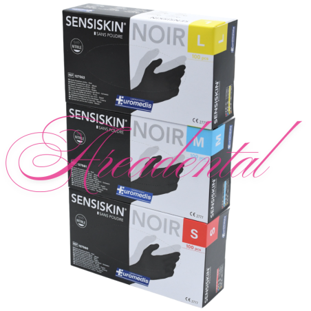 Gants noir pour cabinet dentaire en nitrile sans poudre 100 pcs - EUROMEDIS