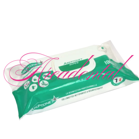 Lingettes nettoyantes désinfectantes pour cabinet dentaire ASEPTONET 100 pcs - STERIDIS
