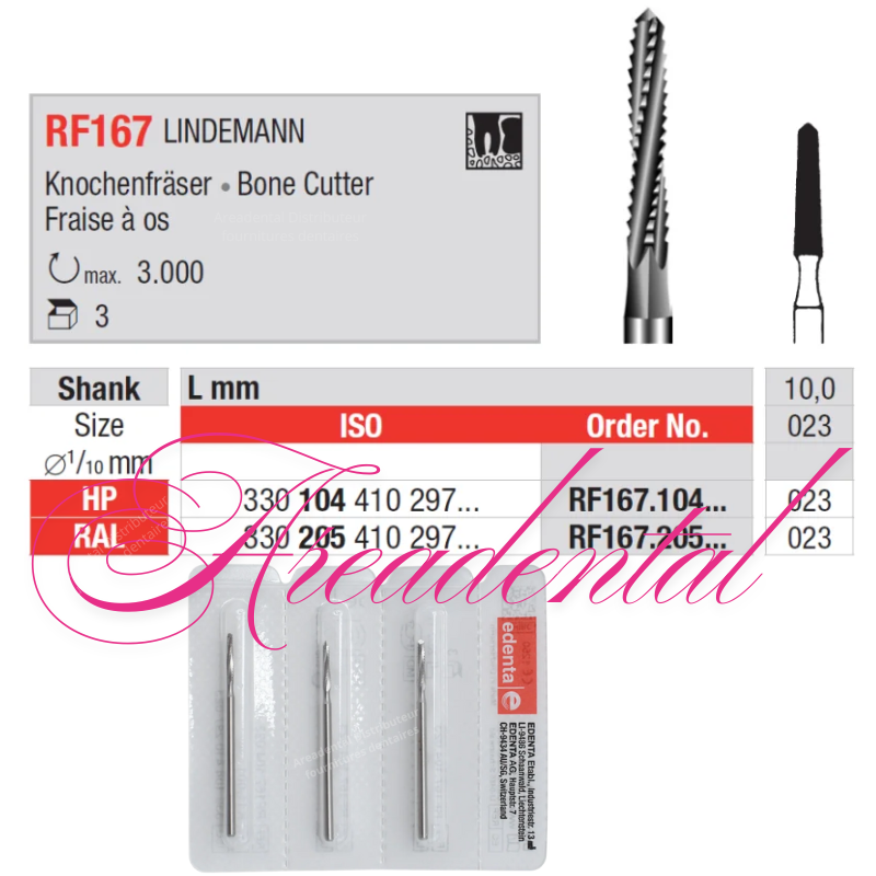 Fraise chirurgicale RF167 LINDEMANN 3 pcs - EDENTA