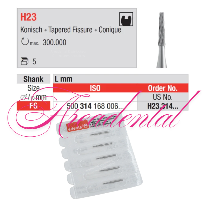 Fraise en carbure de tungstène FG 5 pièces H23 - EDENTA