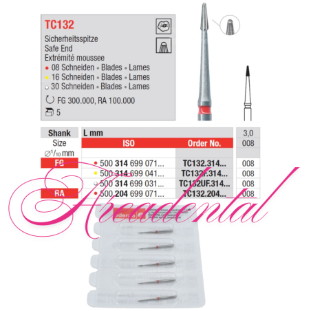 Fraise de finition securisée TC132 / 5 pcs - EDENTA