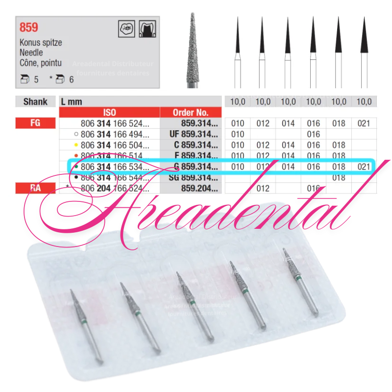 Fraises FG G859.314 / 5 pcs avec la bague verte - EDENTA