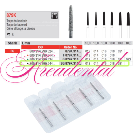 Fraises diamantées FG SG879K 5 pcs avec la bague noir - EDENTA