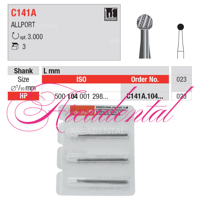 Fraise chirurgicale HP C141A 3 pcs- Edenta Fraise chirurgicale HP C141A 3 pcs- Edenta