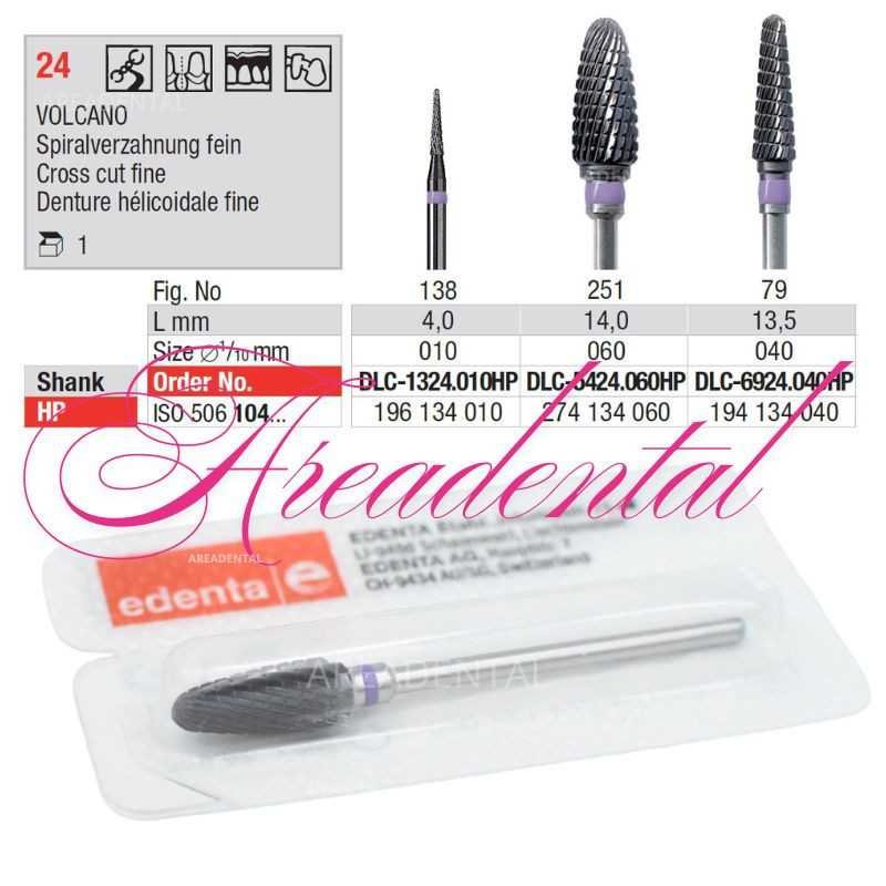 Fraise TC Cutter VOLCANO DLC Denture 24 - EDENTA Fraise TC Cutter VOLCANO DLC Denture 24 - EDENTA