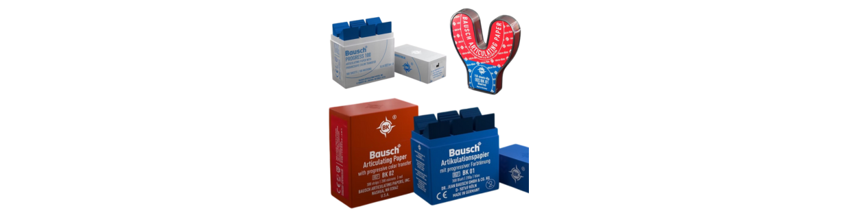 Papiers dentaires à articuler permettent de corriger les contacts prématurés afin de mieux équilibrer l'occlusion dentaire disponible chez AREADENTAL